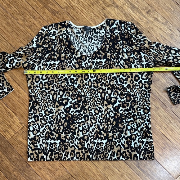 Talbots Petite Leopard Print Merino Wool Sweater - Picture 5 of 8